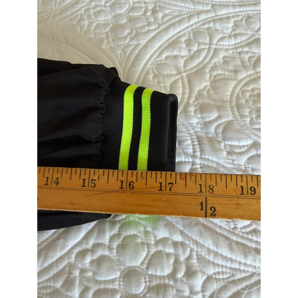NWT UliA Black & Neon Yellow Hooded Trench Coat Belted Puff Sleeve, Size 1X-2X. - Picture 10 of 10